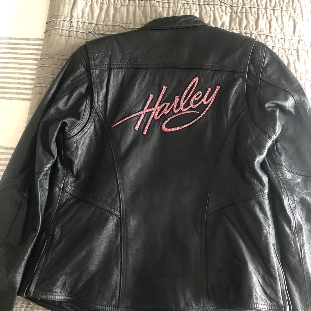 Women’s leather jacket.
